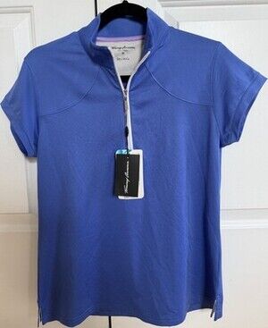New Tommy Armour Women’s Golf Shirt Size M 1/4 Zip Dri-Logic Short Sleeve Blue